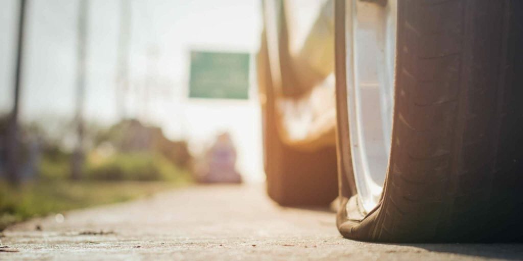 Tire Blowout in Summer Traffic